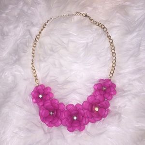 Pink Floral Gold Chain Necklace